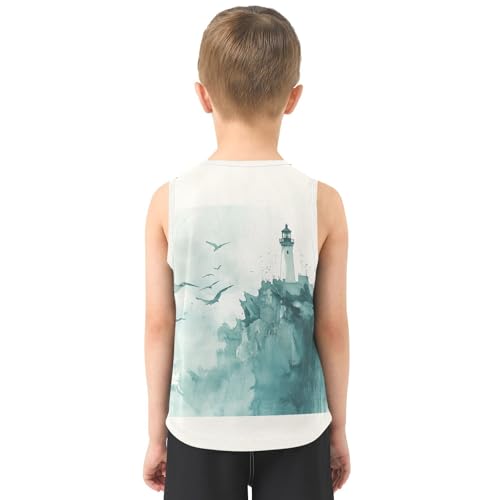 Seagull Lighthouse Cliff Boys Tank Tops Toddler Boys' Assorted Sleeveless Tank Tops for 3-15 Years,3T3