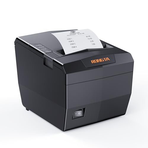 Rongta POS Receipt Printer, 80mm Thermal Printer with USB/Serial/Ethernet and Auto Cutter for...
