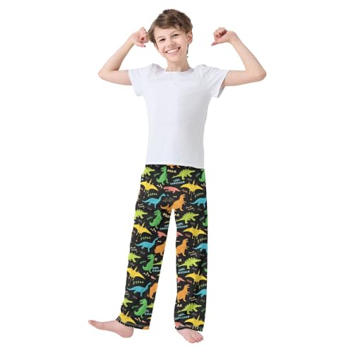 Cool Dinosaur Roar Boys Long Pants Soft Trousers Elastic Waist Kids Lounge Bottoms with Pockets S-XL2
