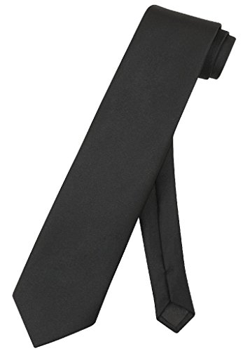 Vesuvio Napoli NeckTie Solid EXTRA LONG BLACK Color Men's XL Neck Tie