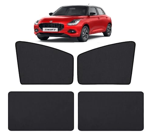 Image of Auto Hub Car Window Sunshade /Curtains Compatible with Maruti Swift (Model- 2024-Till Date) - Pack of 4, Swift Sun Shade