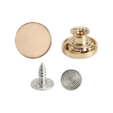 10Pcs Jeans Buttons - Metal Flat Jeans Replacement Buttons Suspender Trousers Alloy Buttons (20mm, Gold) Cover