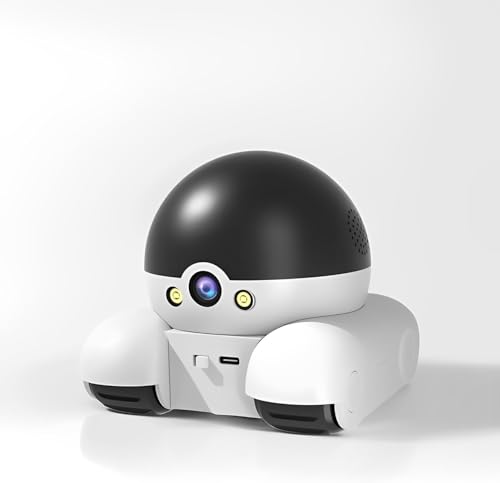 LICAEVEY Telecamera Robot su Ruote 1080p Dual Lente, Fotocamera di Sicurezza Mobile Interna da 2 MP con Talk a 2 Vie e Seguire Automatica, Vista a 360 ° Controllo Telecomando, per Gatti,