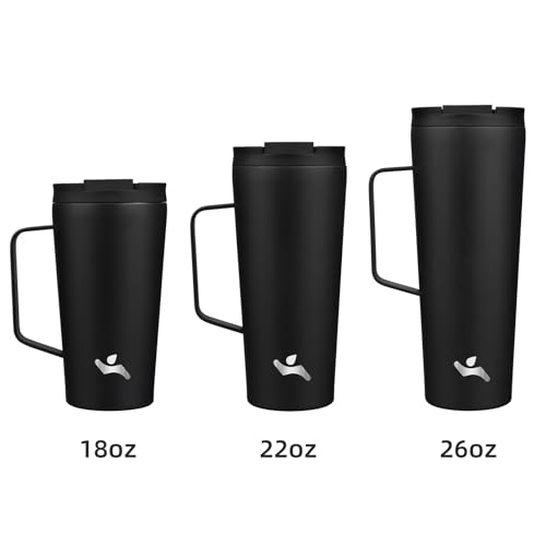Image of Konokyo 26 oz Insulated Tumbler with Handle & Straw, Stainless Steel Mug