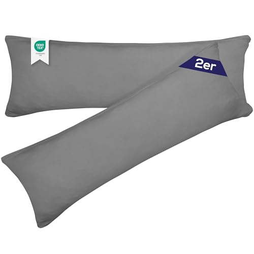 Barbons Seitenschläferkissen 40x145 Bezug 2er Set – 165 g/m² Oeko-TEX Zertifiziert Kissenbezug Kopfkissenbezug 100% Jersey Baumwolle… – Ansicht 2