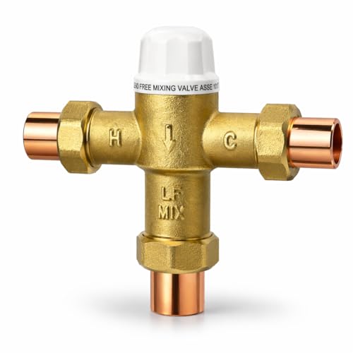 AZK GLOBAL 3/4 inch Sweat Union Type Thermostatic Mixing Valve (TMV) with precise water temperature...