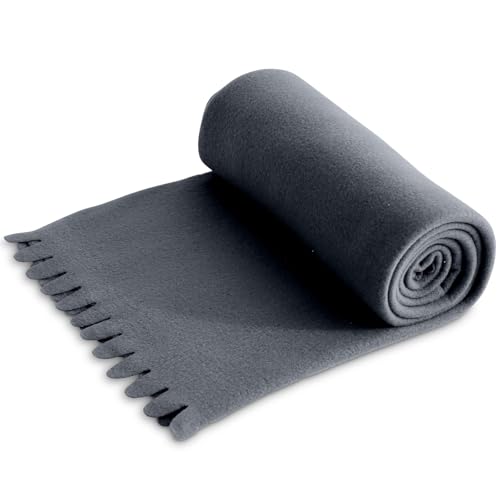 wometo Wave Fleecedecke 120x160 cm - Oeko-TEX ca. 300g weiche Fleece Decke mit Wellenrand Anti-Pilling grau