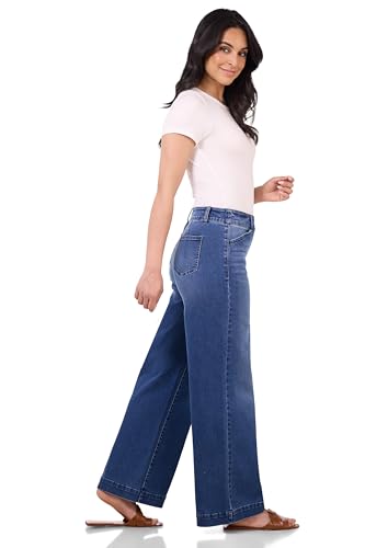 Rekucci Women’s Secret Figure Pull-On Wide Leg Jeans – Stretch Denim, Flattering Fit, All-Day Comfort2