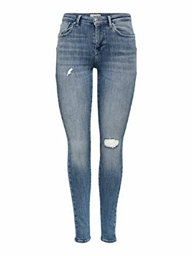 ONLY Damen Onlpower Life Mid Push Sk Dt Rea264 Noos Jeans, Medium Blue Denim, XL EU