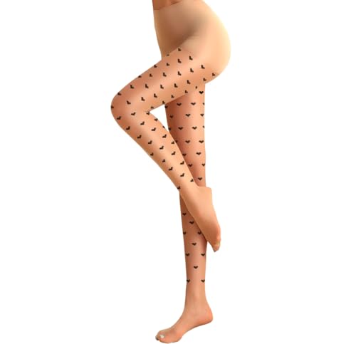 FANCAME Heart Tights for Women, Sheer Stockings High elasticity Pantyhose with Little Hearts Patterned