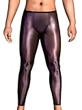 Kaei&Shi Sexy Leggings for Mens,Long Mesh Underwear,Gifts Her Wife Valentines Day,Sissy Exotic Shiny Sheer Tights Apparel,Black