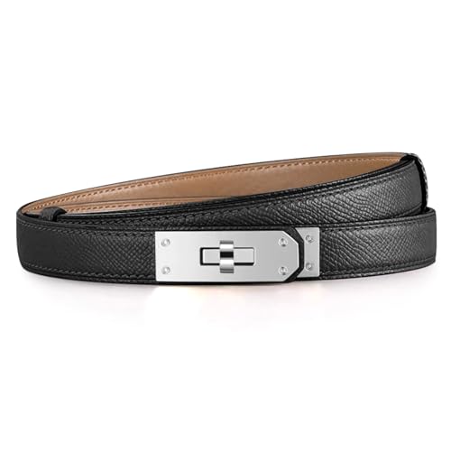 Tonsunul Gürtel Damen Ledergürtel Damen, Verstellbar, Hochwertiges Leder, Design in Schwarz mit Silber-Schnalle, Perfekt für Jeden Anlass, Geschenk Muttertag