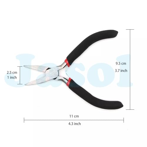 Image of Jewelry Making Pliers Set, 5 Pieces, Professional Tool Kit with Needle Nose, Chain Nose, Round Bent Pliers, Wire Cutter, Black