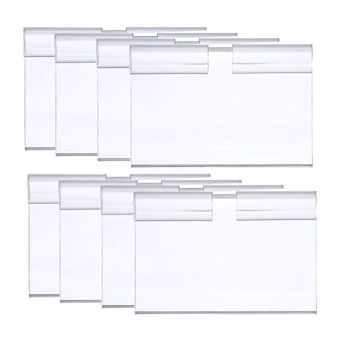 100Pcs Clear Plastic Wire Shelf Price Label Holder Retail Price Tag Label Card Holder Merchandise Sign Display Holder for Retail Store Supermarket Mall Price Display 60 x 42MM