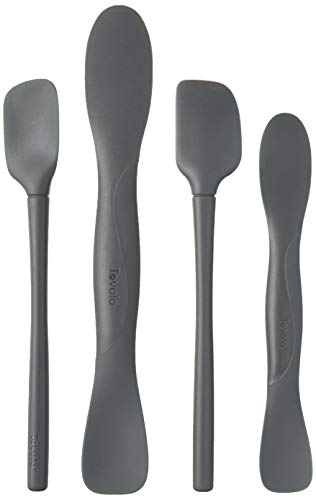 Image of Tovolo Flex Core Mini Silicone Spatula Set for Kitchen Prep and Baking, Silicone Kitchen Utensils Set with Spatula Spoonula & Scoop Tools, BPA Free Heat Resistant Silicone Cooking Set, Charcoal Gray