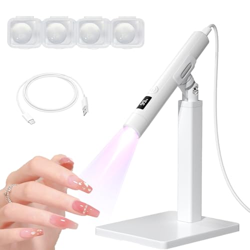 Lampe UV Ongles Gel,Portable Mini UV LED Lampe À Ongles avec Support et 4 Têtes en Silicone,USB Rechargeable,Séchoir à Ongles pour Toutes Les Gels,Vernis Semi Permanent