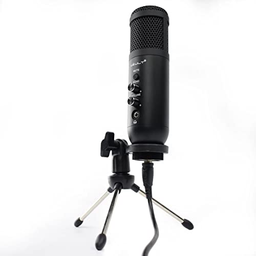 Image of Vault EM-200N USB Condenser Podcast Microphone with Built in Headphone Out Volume /Gain Control and Mute Button for Gaming, Podcasting, Conference Calls, Recording, Singing and Dubbing
