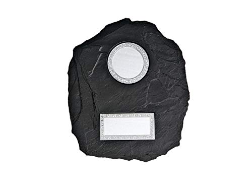 Henecka Auszeichnung Aluminium Kranz, Textschildfassung auf Schieferlook Tafel zum Stellen oder Hängen, mit Wunschgravur & individuellem Motiv wählbar