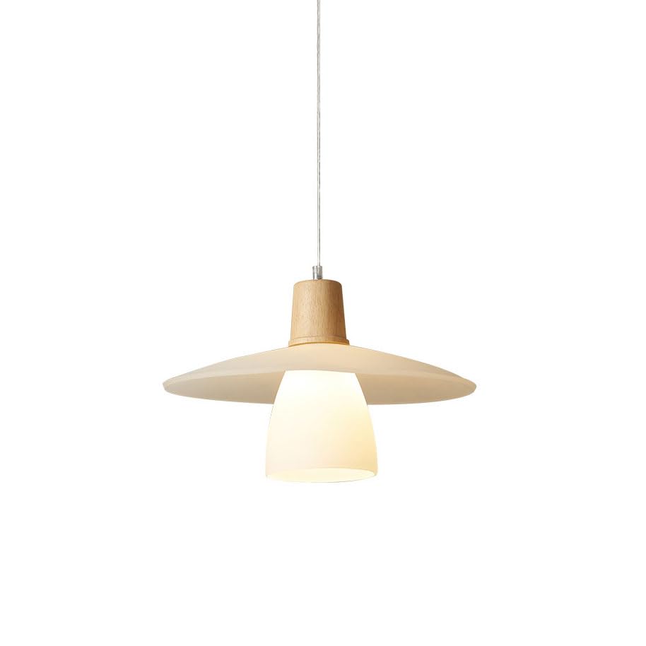 Chandelier lustre nordique en bois et verre blanc pour chambre