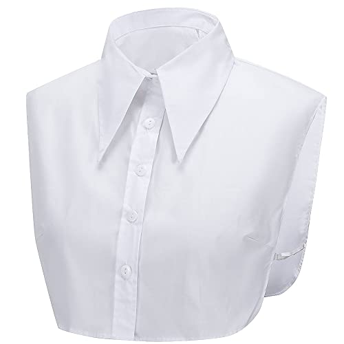 LoudSung Detachable Half Shirt Blouse False Collar Big Pointed Cotton Collar Elegant for Women Girls