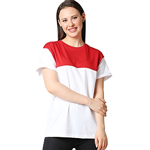 Image of Bewakoof Women's Solid 100% Cotton T-Shirt - Boyfriend Fit, Round Neck, Half Sleeve, Pack of 3