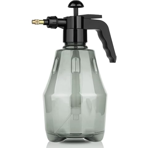 T4U Fine Mist Spray Bottle Plastic Grey 1.5L, Hand Held Pressure Plant Mister with Top Pump, Empty Water Sprayer Watering Can with Adjustable Nozzle for Indoor and Outdoor Gardening and Home Cleaning Cover