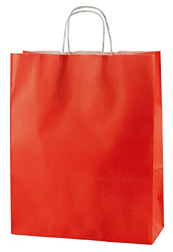 Thepaperbagstore 20 Red Paper Bags with Handles, 25x11x31cm, Colourful Paper Gift Bags for Adults and Kids