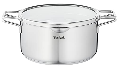 Tefal Nordica Batterie de cuisine 6 pièces Casserole 16 cm, Faitouts 20/24 cm en acier inoxydable garanti 10 ans, 3 couvercles verre, Becs verseurs, Egouttage facile, Induction H852S325 – Image 6