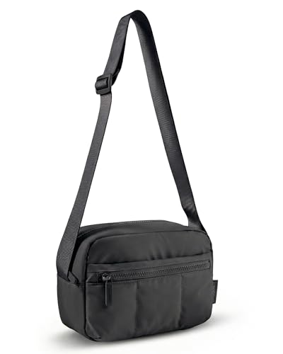 bagsmart Puffer Kameratasche Klein, Kamera Tasche DSLR SLR Fototasche Klein, Leicht und stilvoll Umhängetasche Spiegelreflex Systemkamera Objektive Zubehör(Schwarz)