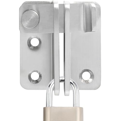Litensh Stainless Steel Flip Gate Latch Door Bolt Latch Lock with Padlock Hasp for Shed Cabinet Barn Pet Cage Left Open Silver Size L