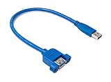 System-S USB 3.0 Kabel 30 cm Typ A Stecker zu Buchse Schraube Adapter in Blau