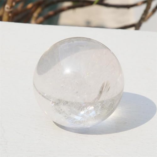 Binepama Natural 2.5 Inch Clear Quartz Crystal Ball, Crystal Sphere for Home and Office Decor, Healing Crystal Sphere Meditation Balls for Witchcraft and Decorative Balls