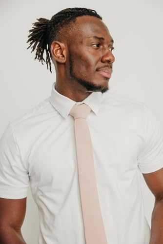 Image of DAZI Men's Skinny Tie, Cotton Wool Linen Necktie, Great for Weddings, Groom, Groomsmen, Missions, Dances, Gifts.