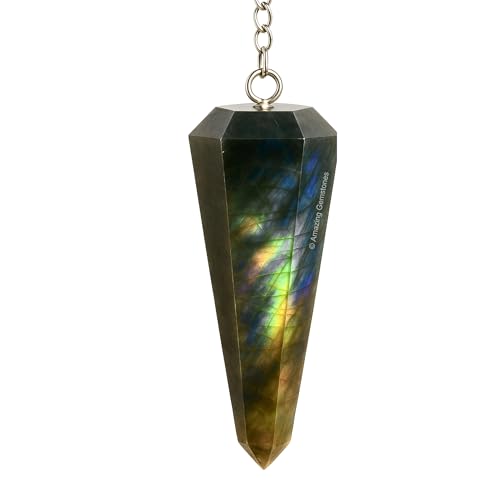 Pendule en cristal de Labradorite - Cristaux de guérison certifiés pour la méditation et l'équilibrage des chakras - Cristal de Labradorite authentique pour les pratiques de bien-être spirituel