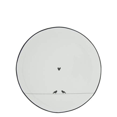Teller little love Birds D19cm Keramik weiss schwarze Vögel kleines Herz Keramikgeschirr Kuchenteller Frühstücksteller BC Dessert Plate Gedeckter Tisch Cover