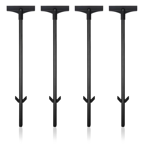 Acuxiaza Estacas de señalización para carteles de 45 cm, soporte impermeable para señales de patio, soporte de letreros de metal, color negro, para jardín, patio, césped (4, negro)