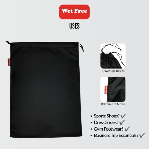 Image of Shoe Bags, Lightweight Washable Polyester Shoe Organizer for Travel & Storage (Black, Pack of 3)