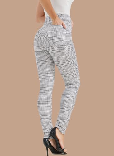 KYAL Women's High Waisted Stretchy Work Pants Straight Leg Business Office Trousers Button Casual Slacks with Pockets2