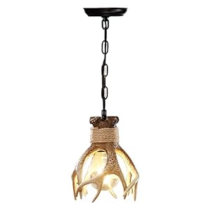 Small Antler Light Fixtures Rustic Deer Farmhouse Pendant Hanging Lighting Fixture Faux Antler Lamps for Cabin Kitchen Table Sink Bathroom Dining Room