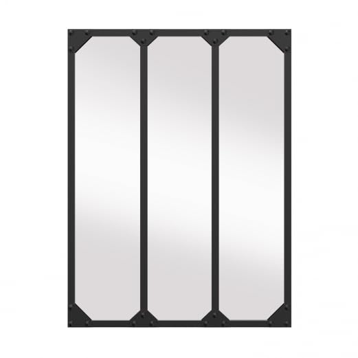 IDMarket – Espejo de cristal con 3 bandas vertical diseño industrial 60 x 80 cm