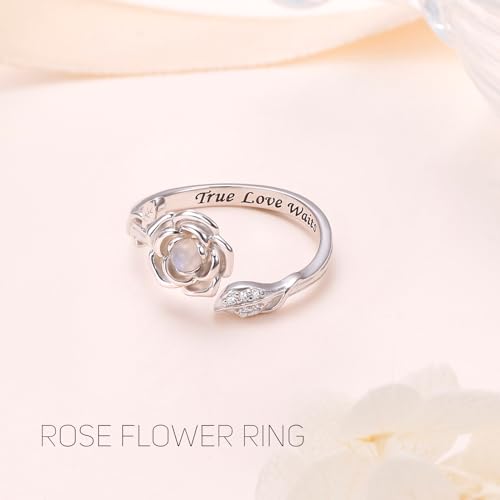 Ladytree Feather Angel Wings Adjustable Memorial Dainty Sterling Silver Open Thumb Ring for Women Men Loss of Mom Dad Daughter Loved Ones Mother's Day Sympathy Memory Jewelry Gifts3