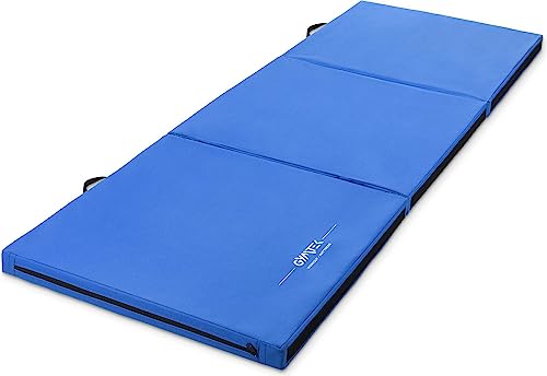 Tapis De Gymnastique Pliant Triple – 6x2x2 Pieds, Bleu, Avec Poignées De Transport, Marque SEGAWE