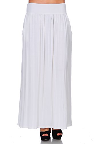 Simply Ravishing Women's High Waist Shirring Long Length Maxi Skirt with Pockets (Size: S-5X)