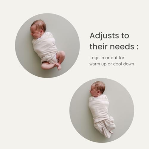 Image of embe 2-Way Starter Baby Swaddle, 6-14 lbs, Newborn Infant Swaddle Sack 0-3 Months, Zip, Hook & Loop 0-3 Months Baby Wrap, Hip Healthy - Cloud