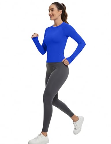 Image of MathCat Workout Shirts for Women Long Sleeve, Workout Tops for Women, Quick Dry Gym Athletic Tops,Seamless Yoga Shirts XS-XL