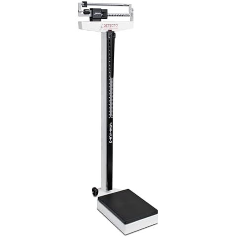DETECTO 338 Mechanical Physician Beam Scale with Wheels/Height Rod, Dual Reading KG/LB Cover