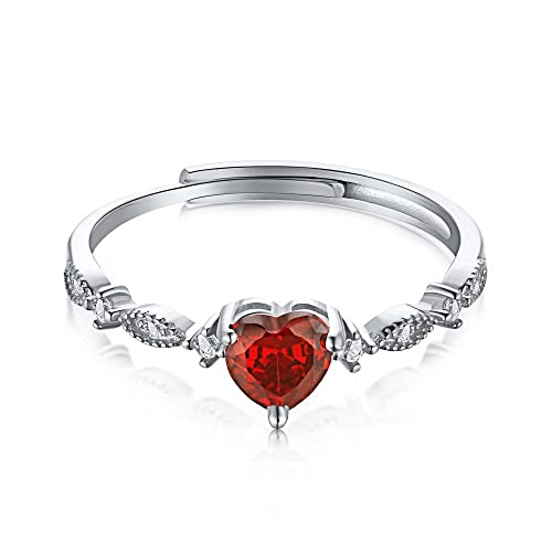 Bague cœur zircon rouge en argent, le bijou ajustable pour sublimer vos tenues