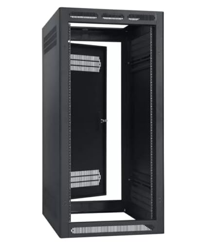 Lowell LER-2432 LER Series 24U x 32 Inches Deep Enclosed AV Rack with Rear Door; Configurable Top with 10U Opening for 19 Inches Panels (Solid Closure Panels Included); Black Finish