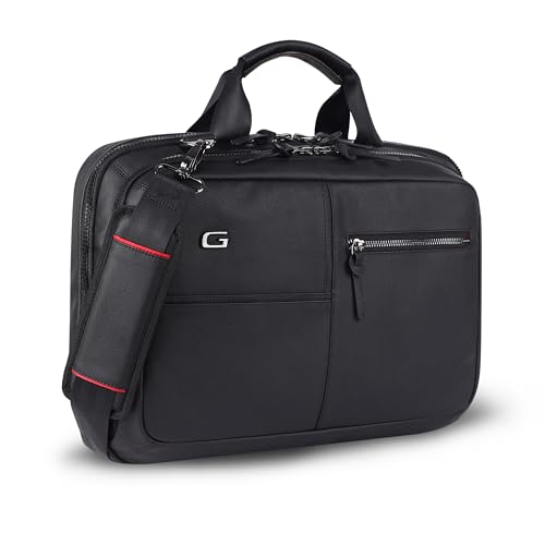Gear Professional 10L/11" Faux Leather Water Resistant Laptop Briefcase/Office Bag/Laptop Messenger For Men/Women (Black - Red)