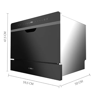Cecotec Lave-vaisselle Compact Semi-Intégrable 6 couverts Bolero Aguazero 2500 S-BI Black Glass. 1380W, Finition verre noir, Basse consommation, 5 programmes, Panneau tactile, Départ différé